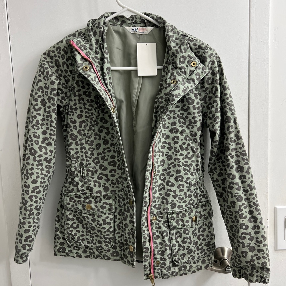 H&M Green Leopard Utility Jacket